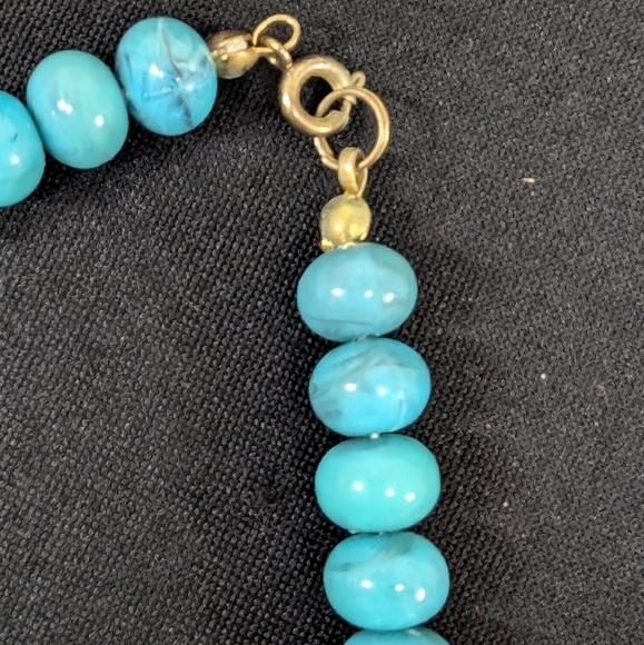 Vintage Teal & Gold Necklace & Bracelet Set - Picture 5 of 9